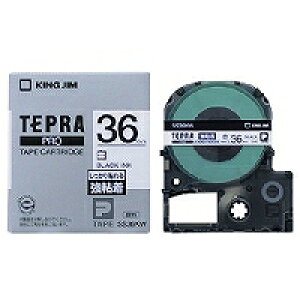 テプラ・プロ テープカートリッジ 強粘着ラベル 36mm 白 黒文字 SS36KW キングジム 4971660756865（80セット）