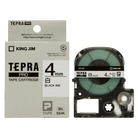 テプラ・プロ テープカートリッジ 白ラベル 4mm 黒文字 SS4K キングジム 4971660760084