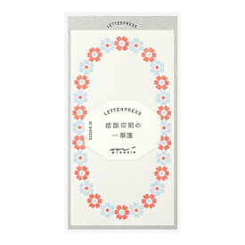 89483006 OS 一筆箋 活版 花フレーム 水色 デザインフィル 4902805894838（5セット）