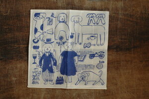 倉敷意匠 トラネコボンボン 蚊帳生地七枚合わせの犬ふきん