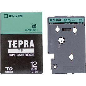 キングジム テプラTRテープTC12G 緑に黒文字 12mm 4971660751600（5セット）