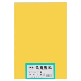 大王製紙 再生色画用紙 8ツ切 100枚 みかん 4902011337365（5セット）