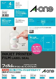 [ゆうパケット可/1個まで] スリーエム エーワン ラベルシール 水に強くてキレイにはがせる 光沢 ノーカット 4枚 29282