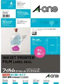 [ゆうパケット可/1個まで] スリーエム エーワン ラベルシール 水に強い 光沢透明 ノーカット 4枚 29293