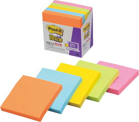 スリーエム ポストイット強粘着製品 ノート ネオンカラー混色 75mm×75mm 90枚×5パッド 654-5SSAN ふせん 付箋 /4547452392254
