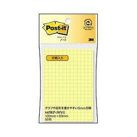 スリーエム ポストイット通常粘着製品　ノート方眼入り イエロー 100mm×69mm 50枚 643RP-50YG ふせん 付箋 /4547452867899