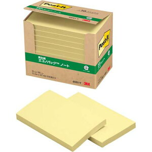 スリーエム ポストイット通常粘着製品エコノパック ノート イエロー 75mm×127mm 100枚×10パッド 6551-Y ふせん 付箋 お得パック ポストイット】(10セット)