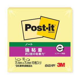 [ゆうパケット可/1個まで]スリーエム ポストイット強粘着製品 ノート イエロー 75mm×75mm 90枚 654SS-RPY ふせん 付箋 /4549395032341