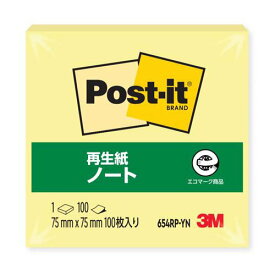 [ゆうパケット可/1個まで]スリーエム ポストイット通常粘着製品　ノート イエロー 75mm×75mm 100枚 654RP-YN ふせん 付箋 ポストイット】 /4519001562463
