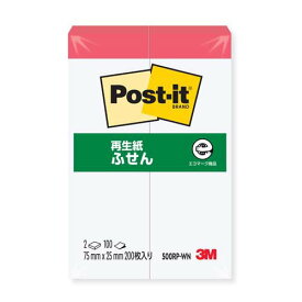 スリーエム ポストイット通常粘着製品　ふせん ホワイト(赤線入り) 75mm×25mm 100枚×2パッド 500RP-WN ふせん 付箋 ポストイット】 /4519001562401