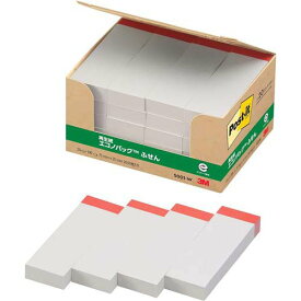 スリーエム ポストイット通常粘着製品エコノパック　ふせん ホワイト(赤線入り) 75mm×25mm 100枚×20パッド 5001-W ふせん 付箋 お得パック [ポストイット] 4901690023699（30セット）