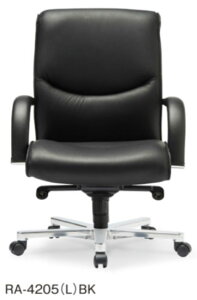 【 法人格限定 】 アイコ エグゼクティブチェア ローバック 固定肘 肘付き 1脚分 RA-4205 (L) 【 革張り+ビニールレザー張り ブラック色 】 【 アルミ脚 】 事務用回転椅子 アイコチ