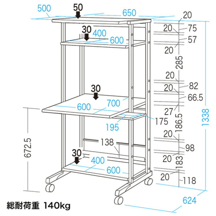 楽天市場】サンワサプライ スチール製パソコンラック RAC-EC2SN2 1台 
