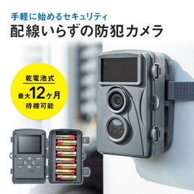 2024/01/25AM　在庫潤沢 】 サンワサプライ　防水セキュリティカメラ 屋外・屋内兼用 トレイルカメラ　CMS-SC01GY　1台　◆モニター付＋人感センサー付　◆夜間モノクロ撮影＋昼間カラー撮影　◆防水＋防塵　◆動画＋静止画 microSDに記録可能　◆パソコン＋TV出力可能