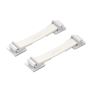 【防災グッズ】サンワサプライ 冷蔵庫ストッパー(2個入り) QL-E90KN W42×D190×H20mm ベルト長:19cm セット内容:粘着パッド付きフック×4個 クサビ×4個 アルコールパッド×2枚