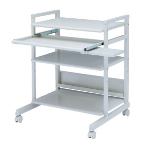 サンワサプライ スチール製パソコンラック ライトグレー色 RAC-EC6SN2 1台 ◆キャスター付き ◆キーボードの収納に便利なスライダー付き ◆スライド式マウステーブル ◆バックパ