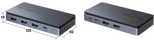 サンワサプライ ドッキングステーション ( HDMI×2画面出力・LAN端子なし ) USB-CVDK17 1台 ◆USB 5Gbps ◆Windows ◆macOS ◆USB Type-C対応 ◆4K60Hz ◆セルフパワー・バスパワー両対応 ◆PD最