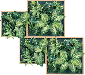 【法人様配送限定】ベルク マグネットグリーン 木目ボックス 4連 GM1863 外寸法:W825×H750×D150mm マグネットで簡単取付 防滑処理した強力マグネットシートを使用 フェイクグリーン 造花 人口