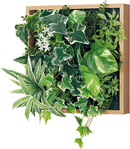 【法人様配送限定】ベルク マグネットグリーン 木目ボックス GR1252 外寸法:W300×H350×D130mm マグネットで簡単取付 防滑処理した強力マグネットシートを使用 フェイクグリーン 造花 人口植栽