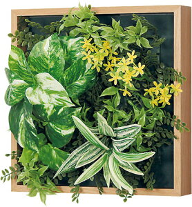 【法人様配送限定】ベルク マグネットグリーン 木目ボックス GR1253 外寸法:W270×H270×D130mm マグネットで簡単取付 防滑処理した強力マグネットシートを使用 フェイクグリーン 造花 人口植栽