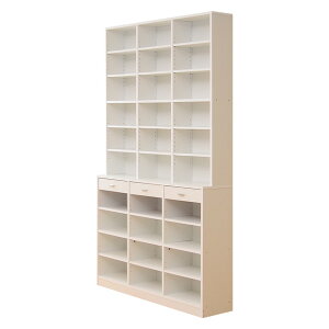 ハイタイプ本棚 120cm幅 引き出し付き ホワイト色 ETD-120--WH 1台 ◆収納力抜群! ◆壁面収納 ◆お客様組立商品 ◆クラシア Classia