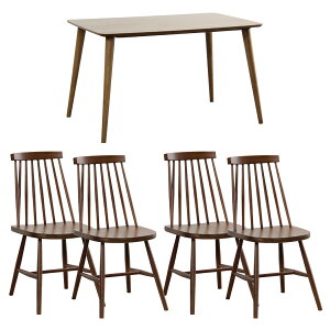 ダイニング5点セット SH-01EGL-5C--WAL 1セット  ◆コムバックチェアタイプ ◆ウォールナット色 ◆組立テーブル + 完成品チェア4脚 ◆お客様組立品  エギル Egill