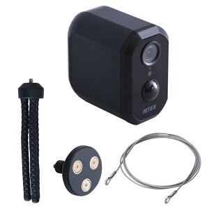 充電式センサーカメラ SH-17-ML19--BK 1台 ◆スマホと連動可能 ◆充電式 ◆遠隔確認 ◆Wi-Fi接続 ◆フルHD 1080p ◆最大探知 100° 5m ◆夜間は自動で赤外線撮影 ◆防雨タイプ IP65 ◆盗