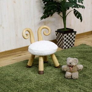 大川リビング 大人が座っても大丈夫!可愛いアニマルキッズチェアー! AC-HJ ヒツジ W28×D28×H41(SH22)cm 耐荷重:約80kg 背のみ組立 本体:ラバーウッド材 座面:ファブリック(フランネル生地) 子供