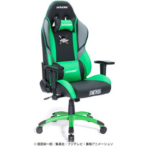 AKRACING(エーケーレーシング) ONE PIECE コラボレーションゲーミングチェア ゾロモデル AKR-ONEPIECE-ZORO グリーン色(PUレザー張り) ハイバック 可動肘付 リクライニング 座面昇降 PUキャスター 組立