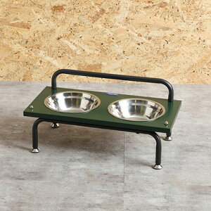 関家具 PETTO ペット用エサ皿 GIANNA(ジェンナ) GR グリーン W450×D220×H130mm ステンレス皿(取り外し可能) 中型〜大型犬用 お客様組立 ペット用家具 ワンちゃん向け