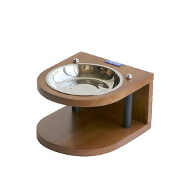 関家具 PETTO ペット用エサ皿 PITA(ピタ) ブラウン W180×D200×H120mm ステンレス皿(取り外し可能) 小型～中型犬用 ネコも可 完成品 ペット用家具 ワンちゃん向け