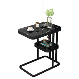 サイドテーブル ナイトテーブル ベッドサイドテーブル おしゃれ 大理石 2段収納 テーブル 北欧風 コの字型 幅50cm スリム 省スペースソファーサイドテーブル コーヒーテーブル ソファ横 組み