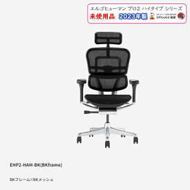 関家具 エルゴヒューマンプロ2ハイタイプシリーズ オフィスチェア EHP2-HAM-BF-BK ヘッドレスト付き 本体：ブラック/フレーム：ブラック 2023年製 未使用品 事務椅子 ワークチェア オフィスチェア ビジネス用チェア テレワーク用チェア デスクチェア 高機能チェア