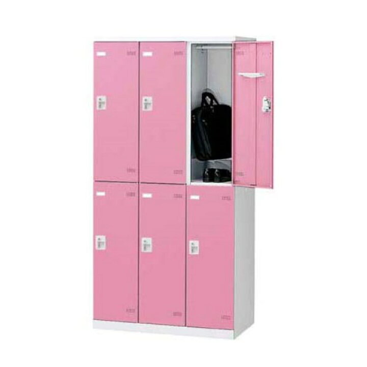 楽天市場】【受注生産品】 生興 SLBロッカー(扉ピンク) 6人用 