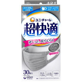 【ポイント5倍！！当店バナーよりエントリー必須22日20時～27日9:59】超快適マスク プリーツタイプ かぜ・花粉用 ライトグレー ふつうサイズ 30枚入