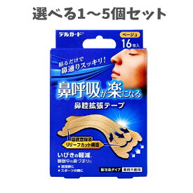 【ポイント5倍当店バナーよりエントリー必須】【選べる1〜5個セット】デルガード 鼻呼吸が楽になる 鼻腔拡張テープ 個包装タイプ ベージュ 16枚入 鼻づまり いびき対策 寝苦しい鼻づまり 安眠