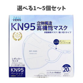 【選べる1〜5個セット】【業務用】KN95ベーシック 立体構造高機能マスク 個別包装 レギュラーサイズ ホワイト 20枚入 快適マスク しゃべりやすいマスク 花粉飛沫に強い 大掃除の必需品
