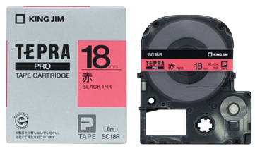 キングジム テプラPROテープ カラーカートリッジ 赤ラベル18mm幅 SC18R