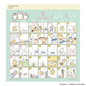 【2月15日限定。エントリーで最大100％ポイントバック】アートプリントジャパン 26年 カレンダー コミックデザイン ちいかわ 1000137019 1月はじまり
