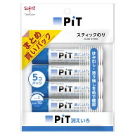 トンボ鉛筆　PITスティックのり　消えいろ　ピットS　5本パック　HCA-513