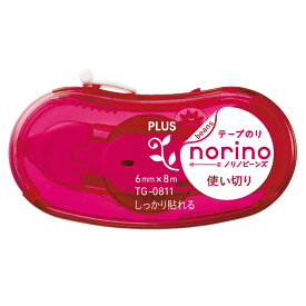 プラス(PLUS)　テープのり　norino beans（ノリノ　ビーンズ）　「しっかり貼れる」　TG-0811　ピンク　6mm　39-093