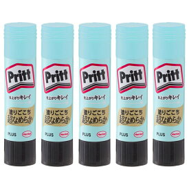 プラス(PLUS)　スティックのり　Pritt（プリット）　スムーズプリット　レギュラー　10g　5本パック　NS-721-5P　セリースパック入り　29-716