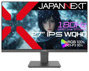 27�C���` IPS�p�l������ 180Hz�Ή� WQHD(2560x1440)�𑜓x �Q�[�~���O���j�^�[ JN-27i180Q HDMI DP sRGB:100% DCI-P3:95% HDR400���� PS5:120Hz(WQHD)�ڑ��Ή� 1ms(MP