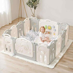 Cloud Castle ベビーサークル 折りたたみ 高さ62cm おもちゃパネル ドア付き 組立簡単 ベビーゲート キッズランド プレイヤード ベビー プレゼント 出産祝い 14枚セット