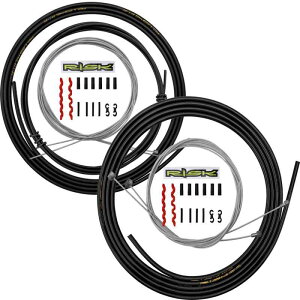 自転車ブレーキワイヤー・シフトケーブルセット バイクシフトディレイラーケーブル ハウジングキット 交換部品セット B ロードマウンテンバイク修理用 自転車パーツ (黒)