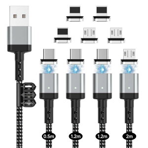 USB �}�O�l�b�g �[�d�P�[�u�� 2M+1.2M+1.2M+0.5M/9�}�O�l�b�g�R�l�N�^ ���΃P�[�u�� ���C 3A�}���[�d�f�[�^�]���P�[�u�� �h�o ���E�� �}�O�l�b�g Android Type-c Micro usb USB�[�d�p���C�R�[�h-�u���b�N