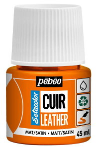 ペベオ(Pebeo) レザーペイント 革・合皮製品のカスタマイズ・補修用 水性アクリル絵具 セタカラーレザー(革用)マット色 45ml.04 オレンジ