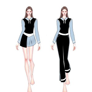 ゴルフウェア レディース セットアップ 春 長袖 ポロシャツ トップス & スカートorパンツ ポリエステル混紡 運動着 ブラック ブルー