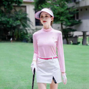 ゴルフウェア レディース 長袖 Tシャツ ハイネック UVカット スポーツインナー アンダーウェア スリムフィット タイト ポリエステル ポリウレタン 高ストレッチ 伸縮性 秋冬 白 紺 ピンク