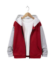 アウター 男の子 男児 ボーイズ 秋冬 長袖 フード付き 無地 おしゃれ カジュアル スポーティー ジャケット ブルゾン パーカー 中高学年 ジュニア 8-12歳 ミドル丈 ポリエステル